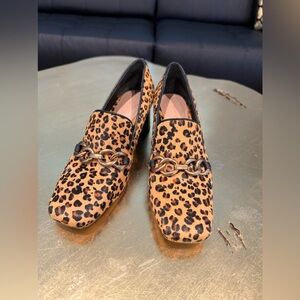 Via Spiga Leopard Print Loafers with Heels. Size 6.5
